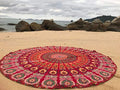 raajsee Mandala Round Beach Tapestry Hippie/Boho Decor Beach Blanket/Indian Cotton Throw Bohemian Round Table Cloth Mandala/Yoga Mat Meditation Picnic Rugs (RED) - color: RED