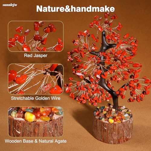 Crystal Tree of Life Red Chakra Stone, Birthday Gifts for Women, Mon and Sister,Feng Shui Office Decor Tree for Postive Energy, Money, Good Luck, Christmas Decor, Spiritual Gifts - color: Red