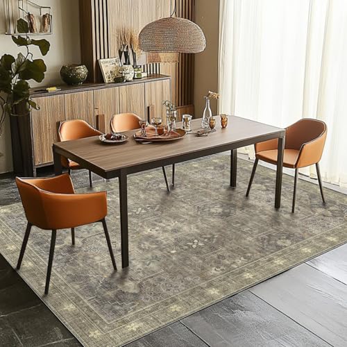 5x7 Rugs for Living Room Persian Floral Boho Area Rug,Carpet for Bedroom Machine Washable Non-Slip Large Rug,Low Pile Dining Room Rugs for Under Table - color: Light Green/Beige, size: 5'x7'