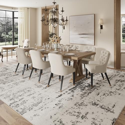 5x7 Area Rug Living Room Rugs - Machine Washable Neutral Abstract Rugs for Dinning Room Indoor Floor Non Silp Rug Carpet for Bedroom Home Office Decor - Black White - color: Grey/White, size: 5x7ft