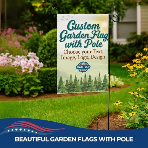 Custom Garden Flag with Pole Stand by DreamController; Personalized Yard Flag 12x18 Inch; 16x33 Holder Included; Upload Photo Text Logo; Made in USA; Fast Delivery - color: Garden Flag Custom