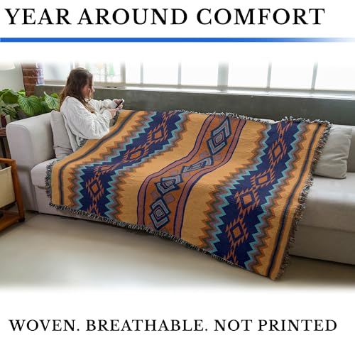 Pure Country Weavers Villas - Western Tapestry Throw Blanket Woven from Cotton - Made in The USA (72x54) - color: Villas