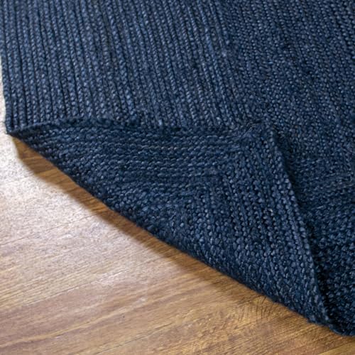 Super Area Rugs Farmhouse Jute Braided Rug - Reversible Natural Fiber- Eco Friendly Rug for Living Room - Kitchen - Dining Room Hand Woven, Navy, Half Circle 16" x 33" - color: Navy Blue, size: 1'4" x 2'9" (Semicircular)
