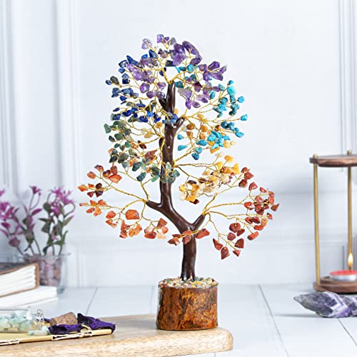 Crocon® 7 Chakra Turquoise Crystals Tree Of Life Birthday Gifts For Women, Men & Friends | Home & Office Decor, Money Tree Healing Crystals Gift | Mom Gift Ideas Housewarming Gifts New Home Sister Dad - color: 002 Seven Chakra