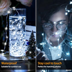 VOOKRY 32 Pcs Fairy Lights Battery Operated String Lights - 10 ft 30 LEDs Waterproof Silver Wire Mini Firefly Starry Moon Lights for DIY Crafts Wedding Party Table Centerpieces Christmas(Cool White) - color: Cool White, size: 32 Pack