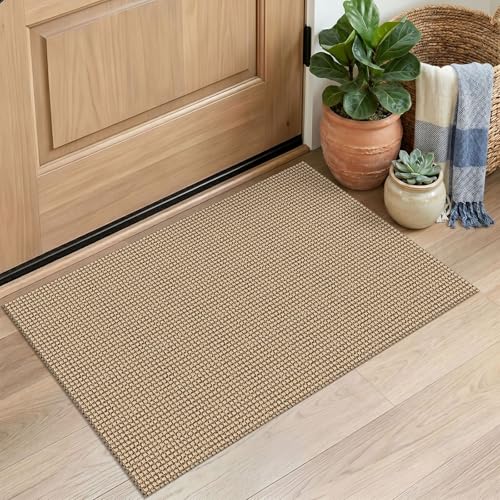 EARTHALL Woven Area Rug 20"x31" Ft Washable Rugs for Entryway Braided Non Slip Door Mat Indoor Outdoor Entrance Small Cotton Woven Carpet for Kitchen Foyer Front Door, Orange/Tan/Brown - color: Orange/Tan/Brown, size: 1'8" x 2'7" (Rectangular)