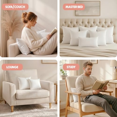 Utopia Bedding 16x16 Pillow Inserts, Set of 2, White – Indoor Decorative Throw Pillows for Bed, Sofa & Couch – Soft, Supportive & Fluffy Cushion Inserts - color: White, size: 16x16 Inch