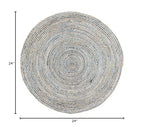 Handmade Natural Fiber Round Collection 2' Round Natural Handmade Boho Charm Farmhouse Jute Area Rug (Denim & White) - color: Denim & White