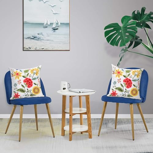 Pack of 2 Embroidered Decorative Throw Pillow Cover 18x18 Inch Farmhouse Floral Pillowcase for Living Room Sofa Bed (Boho Flower) - color: Boho Flower