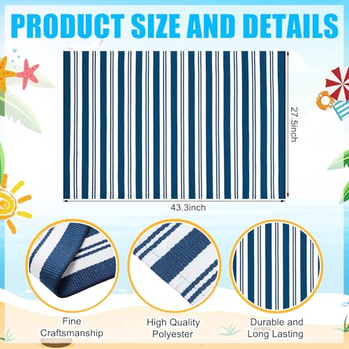 Moucuny Navy Blue and White Striped Outdoor Rug, 2'4'' x 3'7'' Nautical Beach Front Porch Rug Navigation Welcome Layering Doormat for Entryway Entrance Patio Decor - color: Steel Blue and White, size: 2'4'' X 3'7'', style: Vertical Stripe