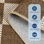GarveeHome Checkered Terracotta Brown 2x6 Washable Kitchen Runner Rug Geometric Diamond Dot Modern Neutral Boho Soft Low-Pile Long Rug for Bedroom Hallways Entryway Non-Slip TPE Backing - color: Terracotta Brown, size: 2' x 6' (Runner)