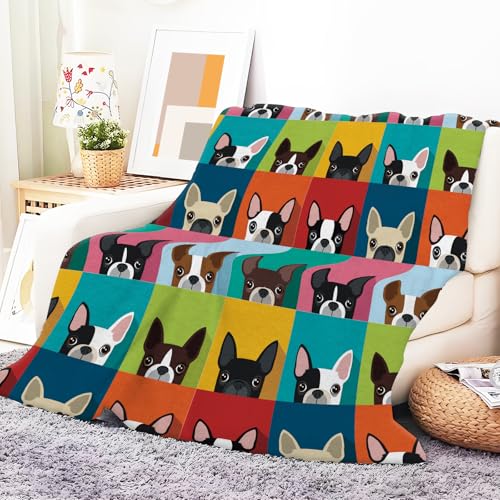 Throw Blanket for Couch, 300GSM Warm Soft Cozy Flannel Blanket, Cute Blanket for All Seasons Bedroom Home Decor Gifts, Colorful Funny Dogs 50x60 Inches - color: Colorful Funny Dogs