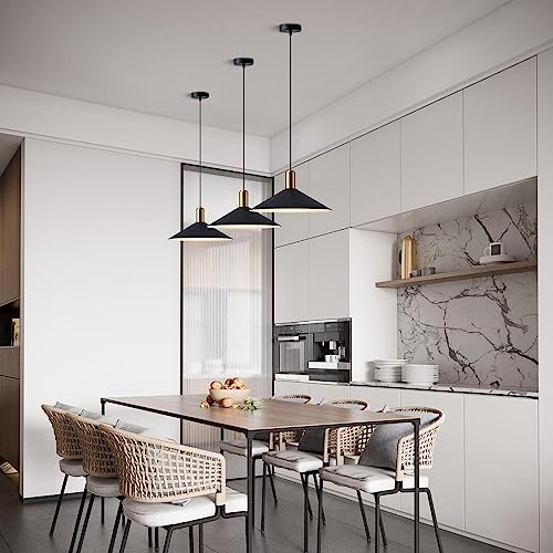 KCO Lighting Farmhouse Matte Black Barn Pendant Light 1-Light Mid Century Dome Pendant Lighting Industrial Cone Hanging Light Single Kitchen Island Light Fixture for Dining Room (Black) - color: Black