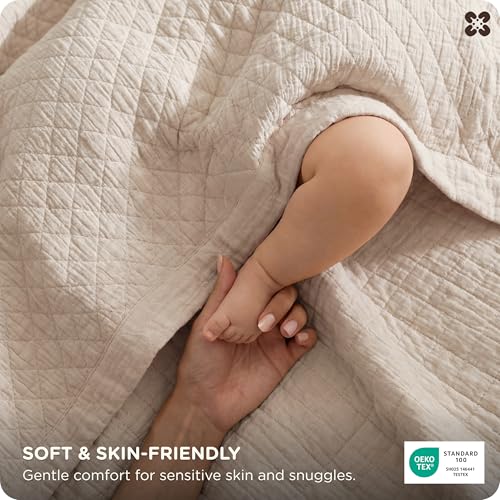 Bedsure 100% Cotton Muslin Blanket 8-Layer King, Breathable & Substantial Oeko TEX Gauze Bedding, PureWoven All-Season Moisture-Wicking Comfort, Softens After Wash, Linen Beige, 108"x90" - color: Linen Beige, size: King