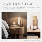 Adesso Quinn Table Lantern - Walnut Birch Wood & Natural Linen Shade – Perfect Nightstand, End Table, and Desk Lamp