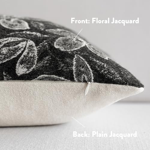 FIOUOVO Floral Throw Pillow Covers 18x18 Set of 2 Farmhouse Pillow Covers Vintage Neutral Accent Pillowcases Decorative Cushion Covers for Sofa Couch Living Room Bedroom Home Decor, Charcoal Black - color: Charcoal Black, size: 18" x 18" (Pack of 2)