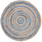 SAFAVIEH Cape Cod Collection Area Rug - 6' Round, Blue & Natural, Handmade Braided Jute & Cotton, Ideal for High Traffic Areas in Living Room, Bedroom (CAP209L) - color: Blue/Natural, size: 6' (Round)
