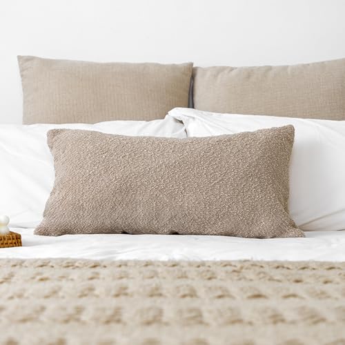 JoraLion Boucle Lumbar Pillow Cover 14x26 inch, Khaki Textured Throw Pillow Cover Cushion Case for Sofa Bed Couch Living Room, Pack of 1 (Cover Only) - color: Khaki, size: 26" x 14" (Pack of 1)