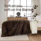 Luxury Fluffy Faux Fur Throw Blanket,Thick Fluffy Silky Fuzzy Cozy Blanket,Plush Blankets for Couch, Sofa, Chair, Bed-Brown,50x60 Inches - color: Brown, size: Throw (50" x 60")