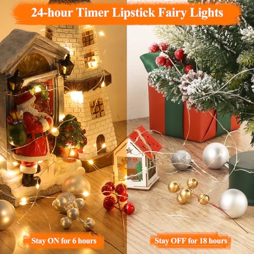 Lakumu 66FT(33*2) Fairy Twinkle Lights Battery Operated, 100 LEDs Rechargeable Battery Powered String Lights with 8 Modes & Timer for Bedroom, Christmas Decorations, Party, Wedding, Table(Warm White) - color: Warm White, size: 66FT(33FT*2)