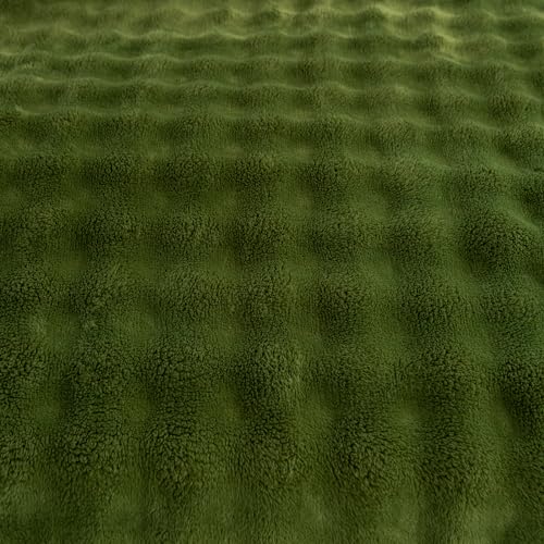 YUSOKI 3D Fleece Bubble Throw Blanket | 380GSM Ultra Soft Fluffy Plush | Non-Shedding Lightweight Cozy Blanket for Couch Sofa Bed | All Season(Olive Green,50 * 60inches) - color: Olive Green, size: Throw(50" x60")