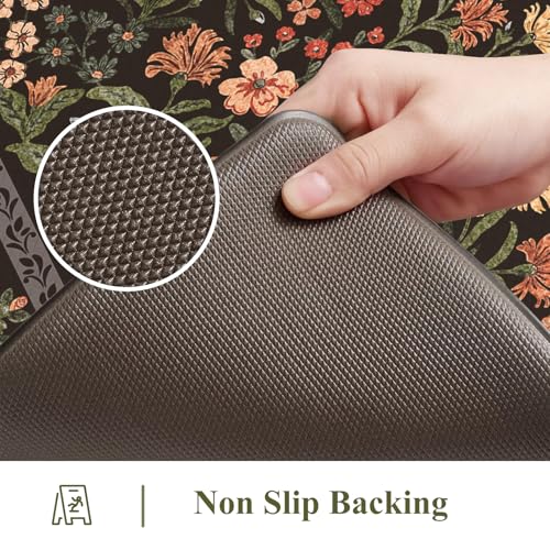 Collive Kitchen Mats 2PCS, Cushioned Anti Fatigue Mat for Floor Non Skid Waterproof Kitchen Rugs, Black Comfort Standing Desk Rug for Office, Sink, Laundry, 17"x30"+17"x59" - color: Black, size: 17.3"x59"+17.3"x29"