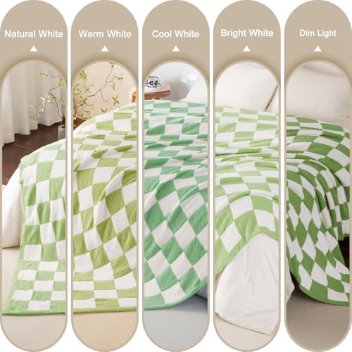 Whale Flotilla Checkered Knit Throw Blanket, Ultra Soft Warm Reversible Cozy Decorative Blankets for Couch Sofa and Bed, 50x60 Inch, Light Green - color: Light Green Checker, size: 50x60 Inch