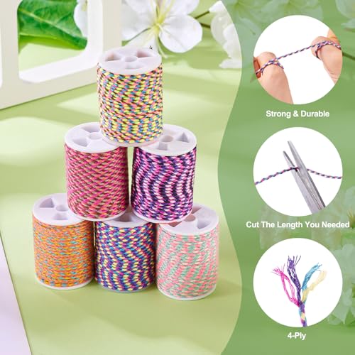 26.22 Yards 1.5mm 4-Ply Polycotton Metallic Cord Colorful Macrame Braided Cord Jewelry Beading Thread for Friendship Bracelet DIY Crafts Macrame Rope Wall Hangers Decoration - color: Mixed Color 1, size: 1.5mm