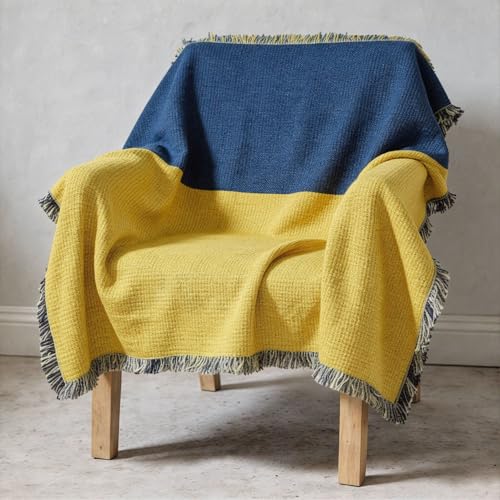 Pure Country Weavers Ukraine Flag Blanket - Gift Tapestry Throw Woven from Cotton - Made in The USA (69x48) - color: Ukraine Flag