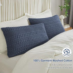 PHF 100% Cotton Waffle Pillow Shams Standard Size, 2 Pack 20" x 26" Soft Skin-Friendly Pillowcases, No Filling, Aesthetic Woven and Breathable Waffle Weave Pillow Case Covers for Bed, Indigo - color: Indigo, size: 26" x 20" (Pack of 2)