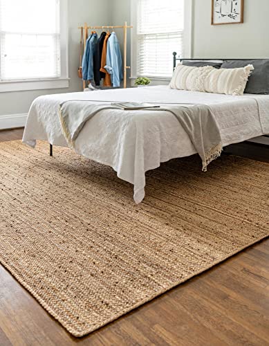 Rugs.com Hand Braided Jute Rug – 5' x 8' Natural Flatweave Rug Perfect for Bedrooms, Dining Rooms, Living Rooms - size: 5 x 8 Feet