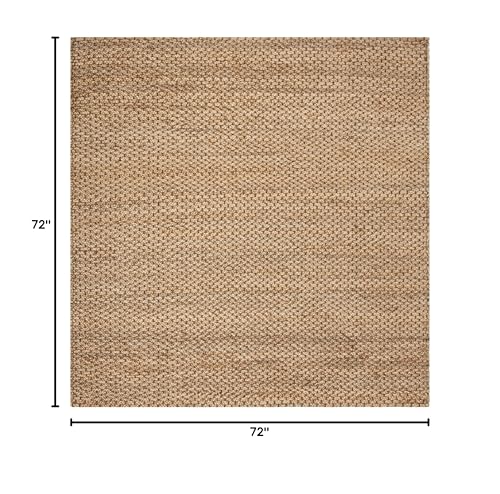 SAFAVIEH Natural Fiber Collection Area Rug - 6' Square, Natural, Handmade Farmhouse Jute, Ideal for High Traffic Areas in Living Room, Bedroom (NF870A) - size: 6' x 6' (Square)