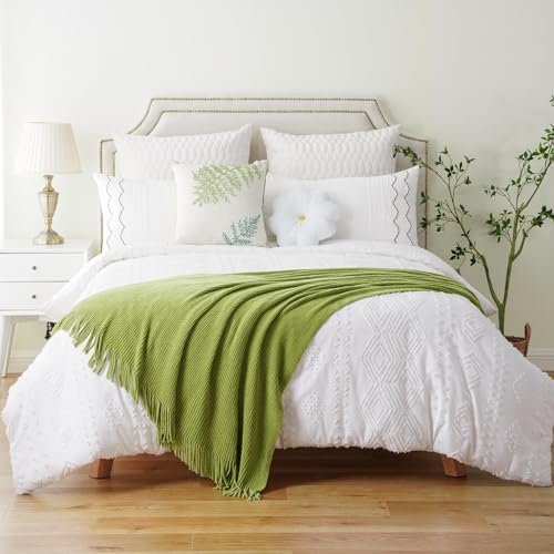BATTILO HOME Apple Green Throw Blanket for Couch, Soft Chenille Knit Throws with Tassels for Home Decor, Spring Green Throws for Couch Cover, 60"x80" - color: Apple Green, size: 60 x 80 in.