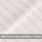 Pack of 2 Faux Fur Christmas Throw Pillow Covers 20x20 Inch, Soft Plush Striped Neutral Couch Pillow Cover, with Velvet Back Modern Home Decor for Sofa Living Room Couch Bed Cream White