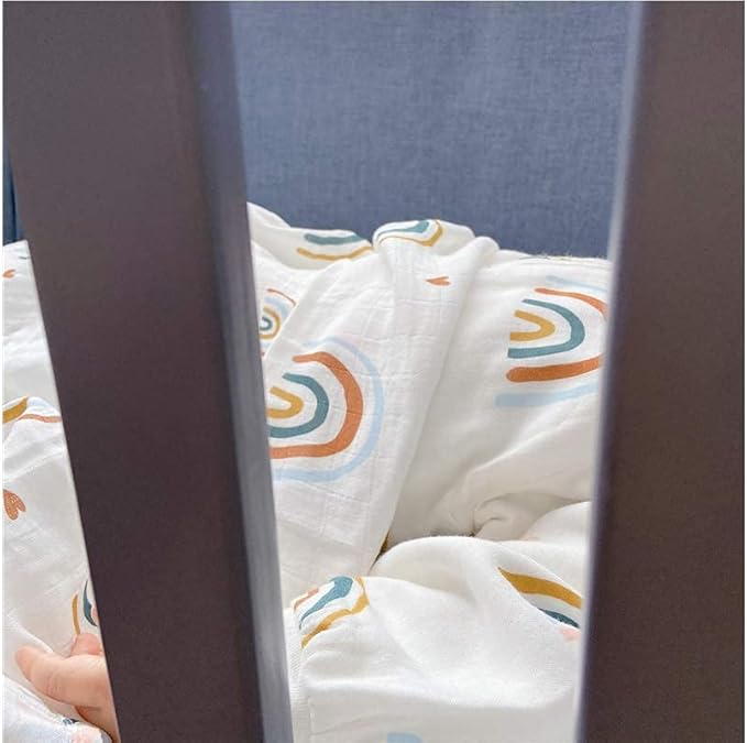 Rainbow Muslin Quilt Baby Blanket - Silky Soft and Breathable Summer Blanket for Toddler - Oversized 47" x 47" - 2 Layers Muslin Swaddle Blankets for Baby Boy and Girl (B Rainbow)