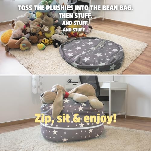 SMART WALLABY Stuffed Animal Storage Bean Bag Chair | 2 Sizes in 1 | 100% Cotton Washable Kids’ Plush Toys Organizer | XL to XXL Expandable Premium Soft Toys Pouf Twinkle Twinkle - color: Twinkle Twinkle