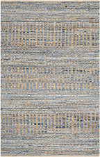 SAFAVIEH Cape Cod Collection Accent Rug - 3' x 5', Natural & Blue, Handmade Flat Weave Coastal Braided Jute, Ideal for High Traffic Areas in Entryway, Living Room, Bedroom (CAP353A) - size: 3' x 5' (Rectangular)