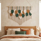 Tempospark Large Macrame Wall Hanging, 39" Wx29 L Boho Wall Hanging, Boho Chic Leaves Tassels Tapestry for Bedroom, Living Room, Dining Room, Nursery, Hallway, Balcony - color: Autumn Harvest, size: 29"L x 39"W
