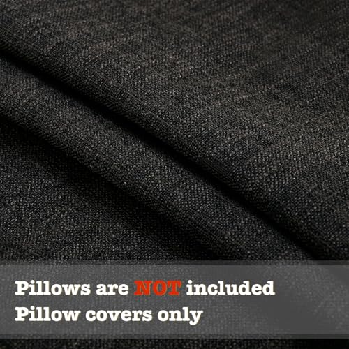 Boho Pillow Covers 20x20 Faux Linen Couch Pillow Covers Farmhouse Rustic Decorative Pillows Case with Fringe Black Square Cushion Covers for Sofa Bedroom Living Room Home Decor Set of 2 - color: Black, size: 20" x 20" (Pack of 2)