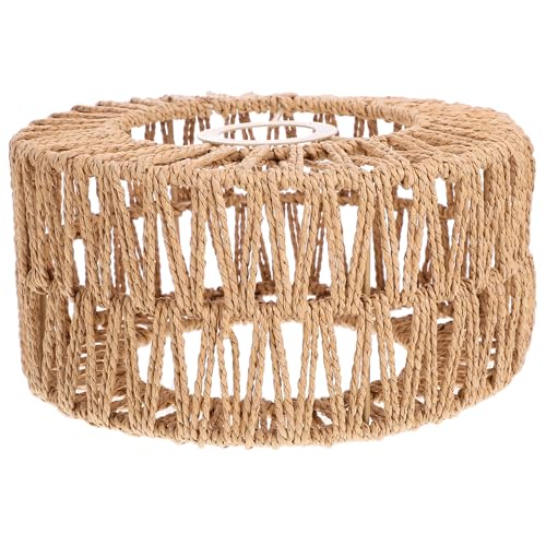 Ciieeo Straw Rope Woven Lampshade Rustic Pendant Ceiling Light Cover Small 8.66X8.66X3.93In Lightweight Replacement for Cozy Indoor Lighting