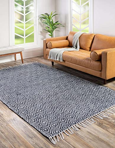 Unique Loom Braided Jute Collection Area Rug - Assam (2' x 3' 1" Rectangle, White Navy) - color: White Navy, size: 2' x 3'1" (Rectangular)