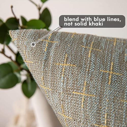 MIULEE Pack of 2 Decorative Burlap Linen Throw Pillow Covers Modern Farmhouse Pillowcase Rustic Woven Textured Cushion Cover for Sofa Couch Bed (18''x18'', Khaki) - color: Khaki, size: 18" x 18" (Pack of 2)