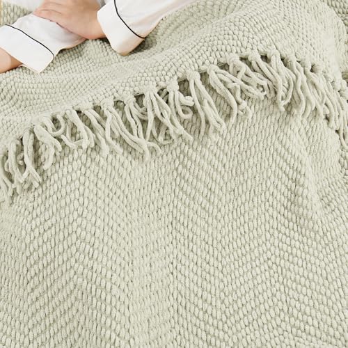 Home Soft Things Throw Blanket Knitted Tweed Throw 50'' x 60'', Oatmeal, Super Soft Cozy Warm Comfortable Breathable Throw for Living Room Chair Couch Bed Sofa Bedroom Home Décor - color: Oatmeal, size: 50 in x 60 in