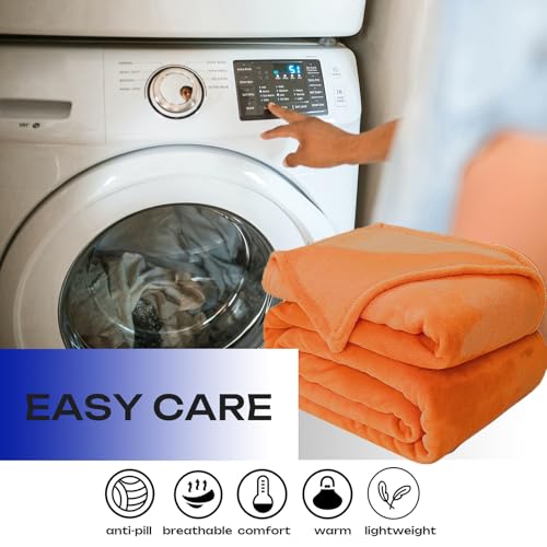JIAHANNHA Burnt Orange Throw Blanket Fleece Blanket 50"x60",Super Soft Fall Decor Cozy Plush Throw Blanket for Couch Sofa Bed,Warm and Lightweight Bed Blankets for Winter - color: Orange, size: Throw(50"×60")
