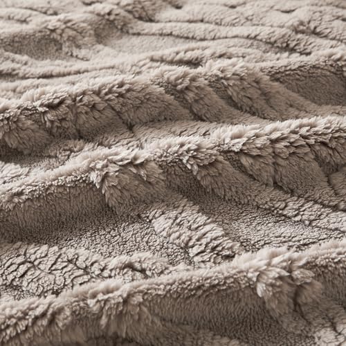 COOVA Taupe Fleece Queen Blanket for Bed - Super Soft Cozy Plush Fuzzy Blanket for Sofa,Premium Sherpa Warm Large Throw for Women,Couch,Chair,90x90 Inches - color: Taupe, size: 90“x90”