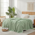 Snuggle Sac Sage Green Waffle Bedding Blankets Queen Size 90x90 inches, Reversible Microfiber Fluffy Fuzzy Soft Throw Cozy Knit Blanket for Women Mothers Birthday Gifts - color: Waffle Sage Green, size: Queen(90"x90")