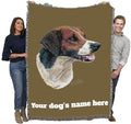Pure Country Weavers English Foxhound Dog Personalized Woven Blanket Sand by Robert May - Gift Cotton Tapestry Throw - Made in The USA - 72" x 54" - color: Sand, size: 72" x 54" - Custom