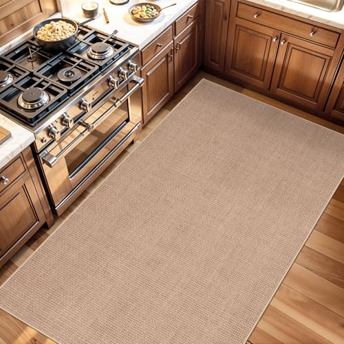 3x5 No Shed Jute Rug: Machine Washable Non Slip Rugs for Entryway Front Porch Kitchen - Door Mat Area Rug Farmhouse Neutral Non Shedding - Carpet for Bedroom Living Room (Beige,3x5) - color: Beige, size: 3' x 5' (Rectangular)