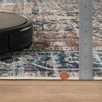 Bloom Rugs Caria Washable Non-Slip 6x9 Rug - Terracotta/Blue Traditional Area Rug for Living Room, Bedroom, Dining Room, and Kitchen - Exact Size: 6' x 9' - color: Terracotta / Blue, size: 6' x 9' (Rectangular)