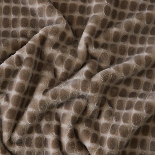 Fleece Throw Blanket for Couch and Bed, 50x60 Inches Soft Cozy 3D Decorative Jacquard Flannel Blankets, Lightweight Fuzzy Warm Throws for Sofa, All Seasons,Taupe -Block Pattern - color: Taupe-1
